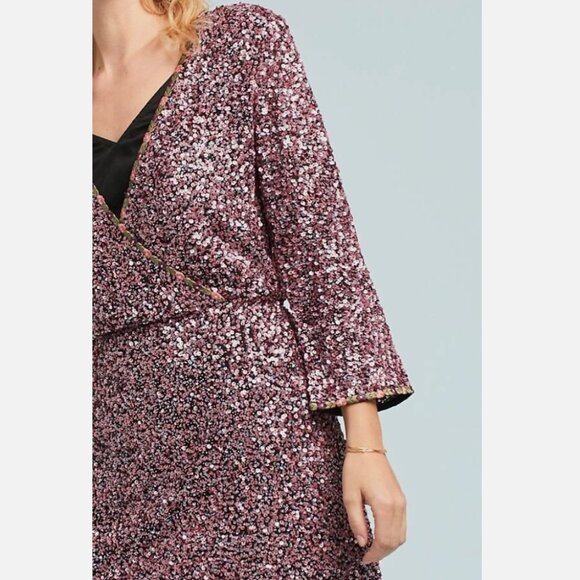 New Anthropologie Sequined Wrap Dress by VARUN BAHL size 4 MSRP: $348 - Picture 3 of 3